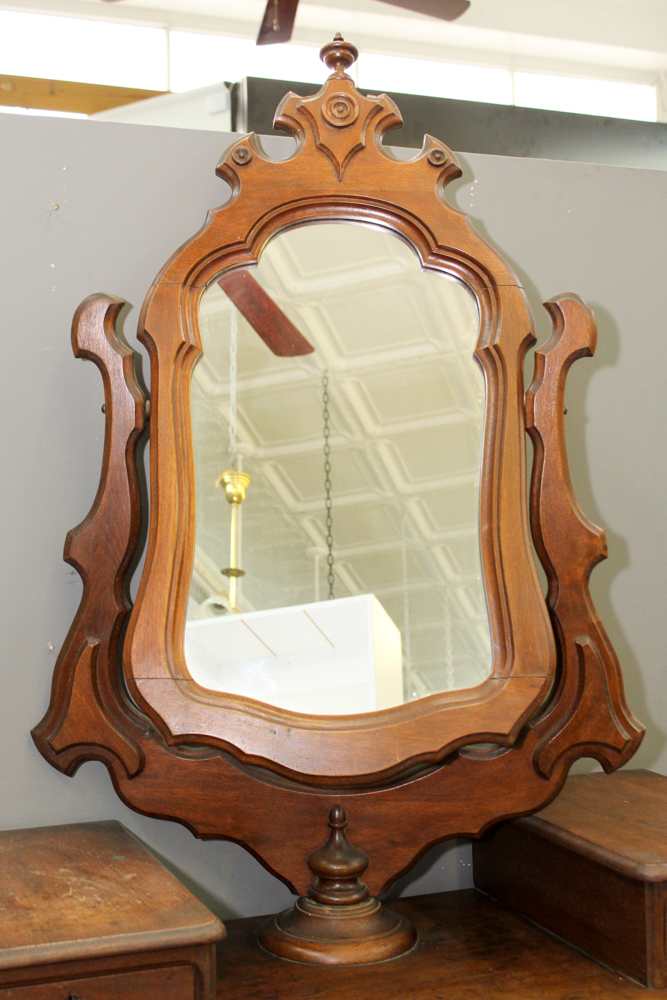 Victorian Walnut Dresser with Wishbone Mirror