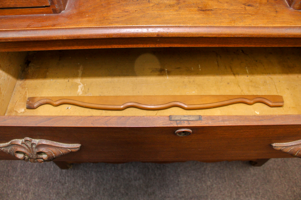 Victorian Walnut Dresser with Wishbone Mirror