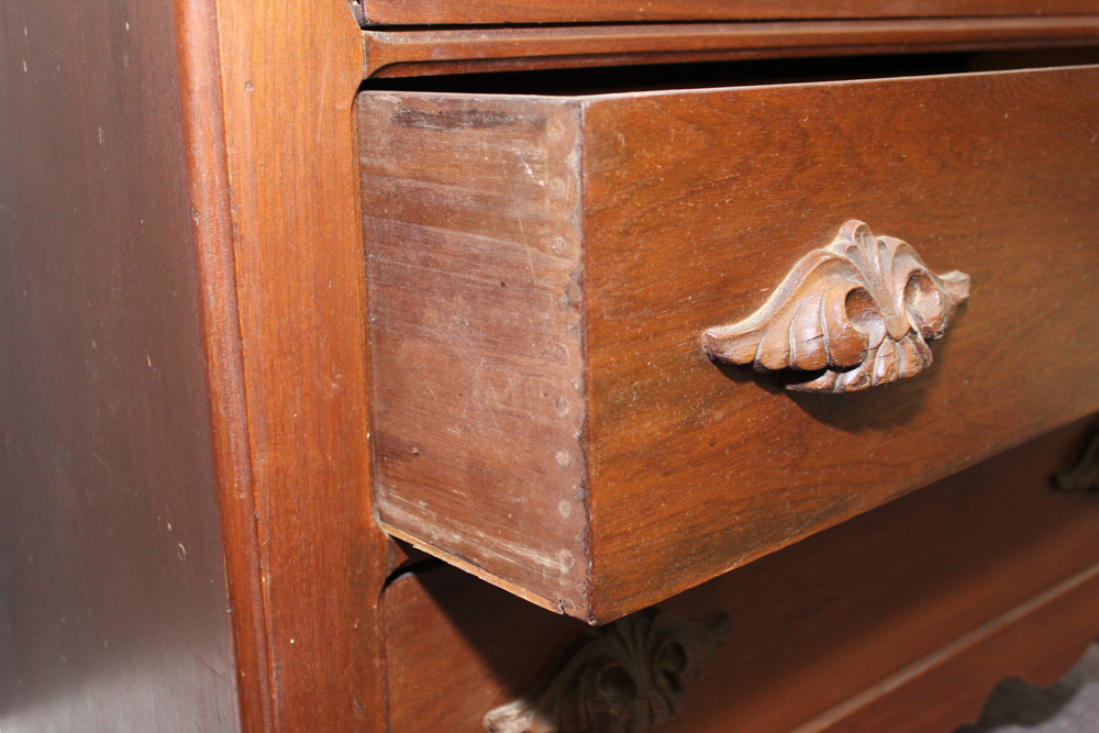Victorian Walnut Dresser with Wishbone Mirror