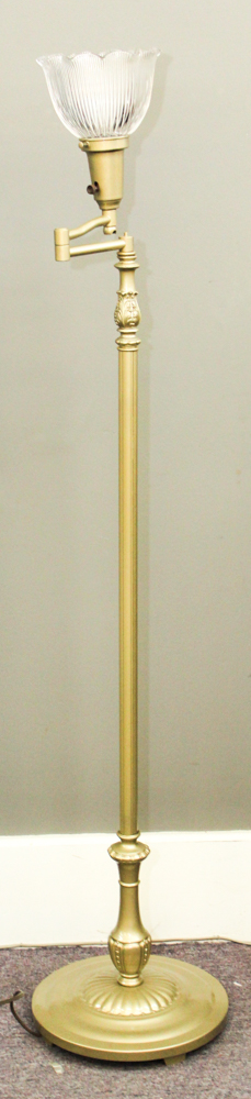 Brass Swing Arm Torchiere Floor Lamp
