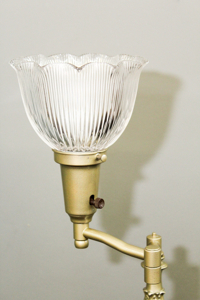 Brass Swing Arm Torchiere Floor Lamp