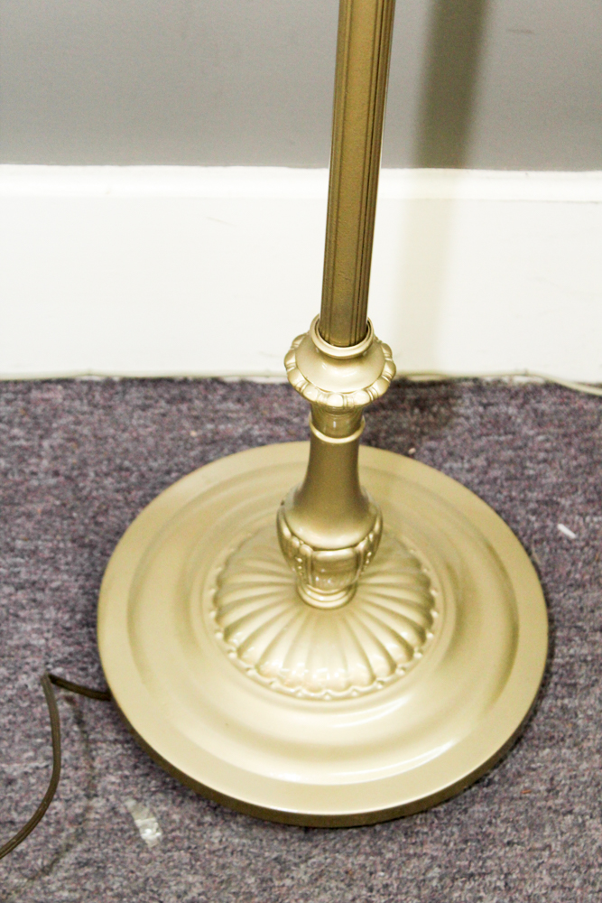 Brass Swing Arm Torchiere Floor Lamp