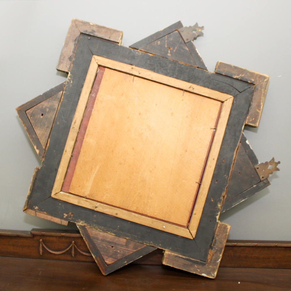 Antique Gilded Wood and Gesso Wall Mirror with Velvet Trim