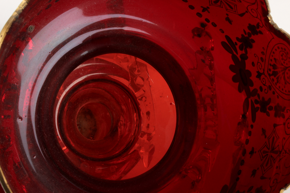 Antique Hand-Painted Bohemian Glass Mantel Lustres