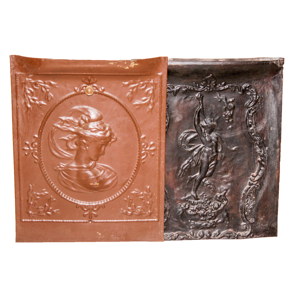 Antique Pressed Metal Fireplace Covers