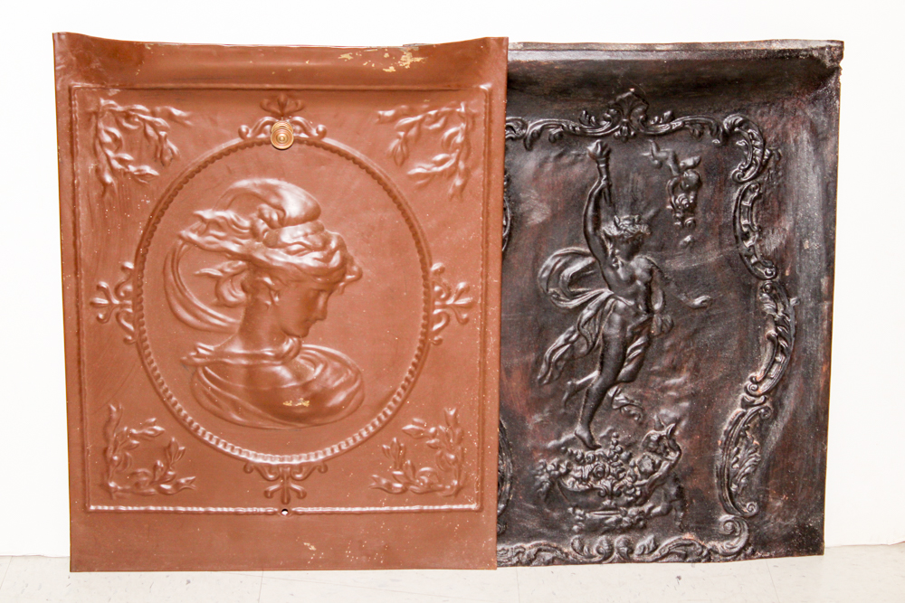 Antique Pressed Metal Fireplace Covers