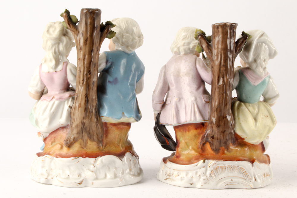 Porcelain Figurines Featuring Antique Sitzendorf and Old Paris Style Vase