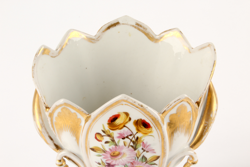 Porcelain Figurines Featuring Antique Sitzendorf and Old Paris Style Vase