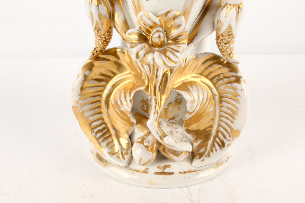 Porcelain Figurines Featuring Antique Sitzendorf and Old Paris Style Vase