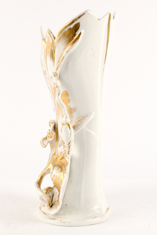 Porcelain Figurines Featuring Antique Sitzendorf and Old Paris Style Vase