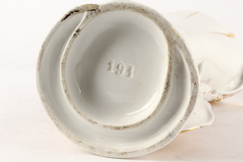 Porcelain Figurines Featuring Antique Sitzendorf and Old Paris Style Vase