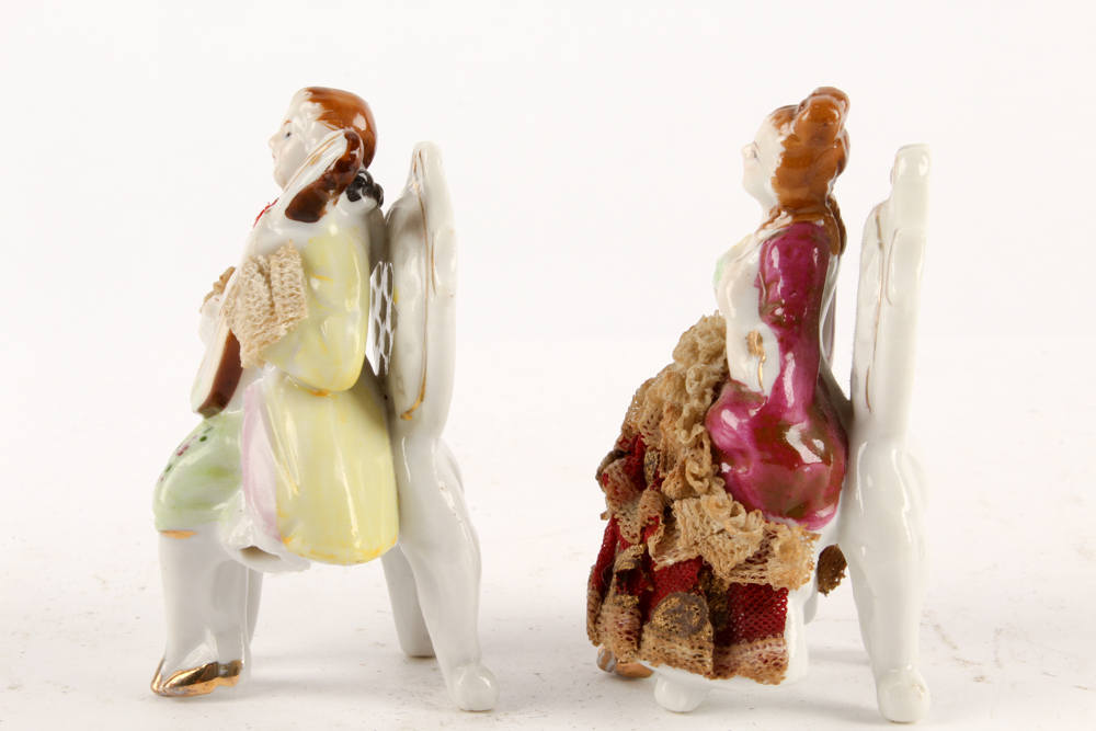 Porcelain Figurines Featuring Antique Sitzendorf and Old Paris Style Vase