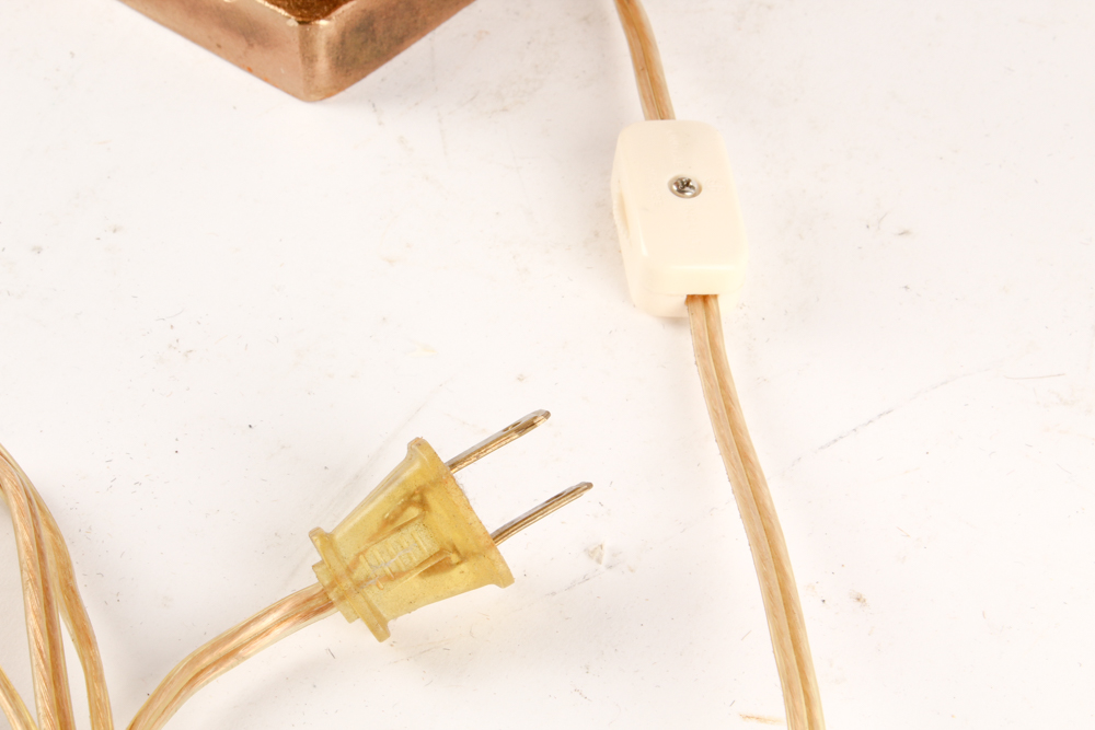 Amber Glass and Copper Toned Metal Accent Lamp