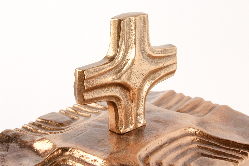 Amber Glass and Copper Toned Metal Accent Lamp