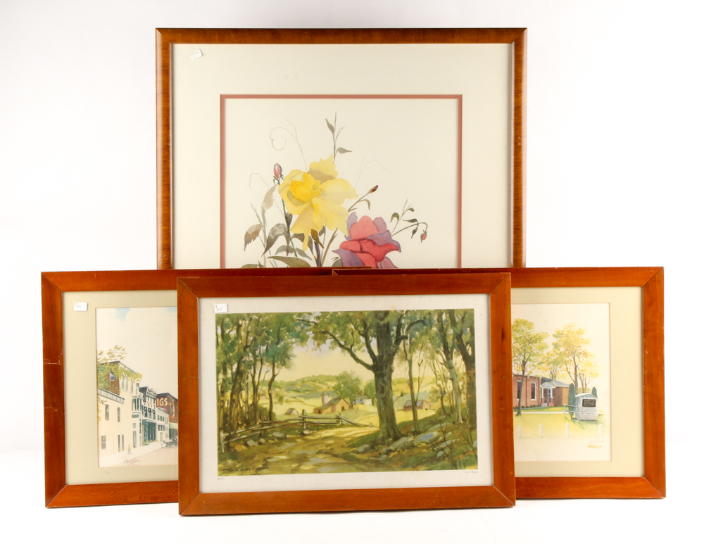 Deborah Bundy Watercolor on Paper with Offset Lithographs