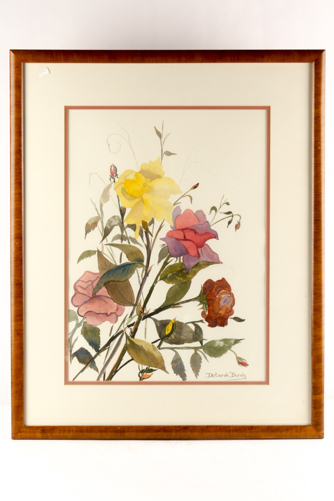 Deborah Bundy Watercolor on Paper with Offset Lithographs