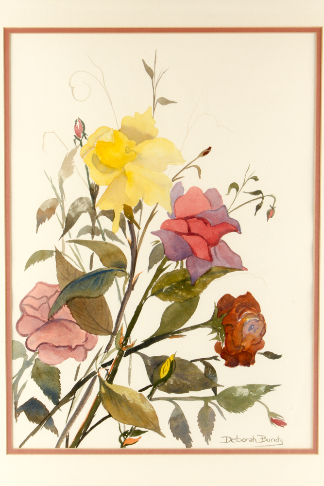 Deborah Bundy Watercolor on Paper with Offset Lithographs