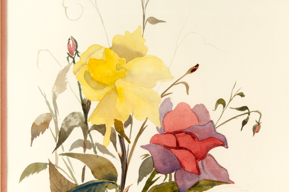 Deborah Bundy Watercolor on Paper with Offset Lithographs