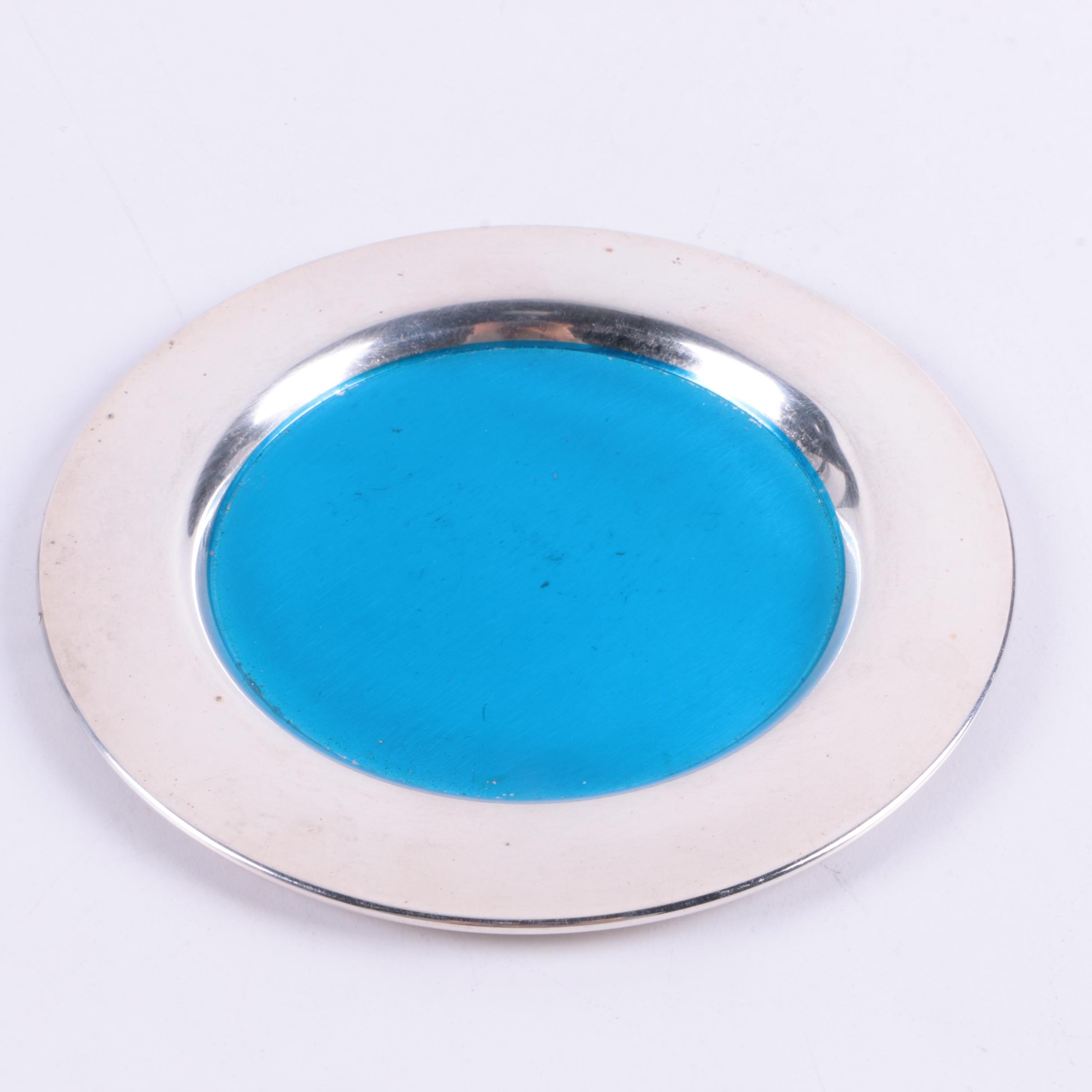 Wm. A. Rogers Enameled Silver Plates with Scroll-and-Flower Rimmed Tray