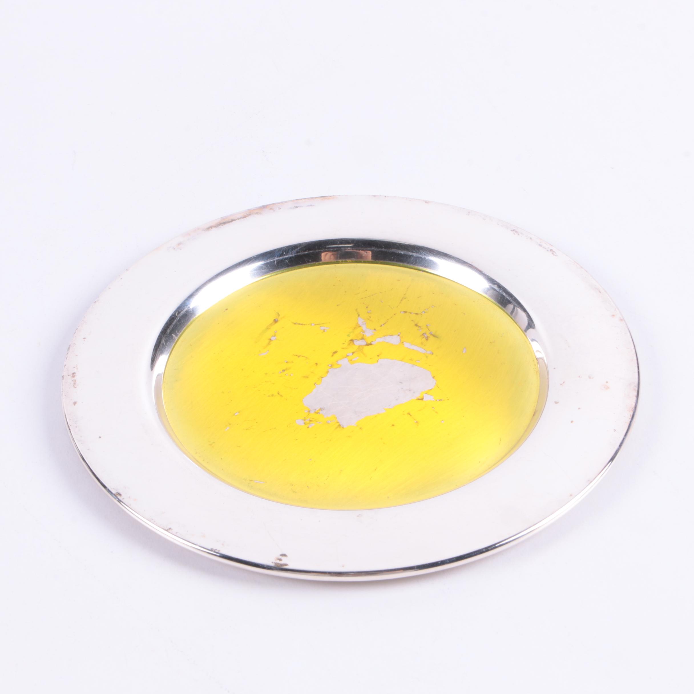 Wm. A. Rogers Enameled Silver Plates with Scroll-and-Flower Rimmed Tray