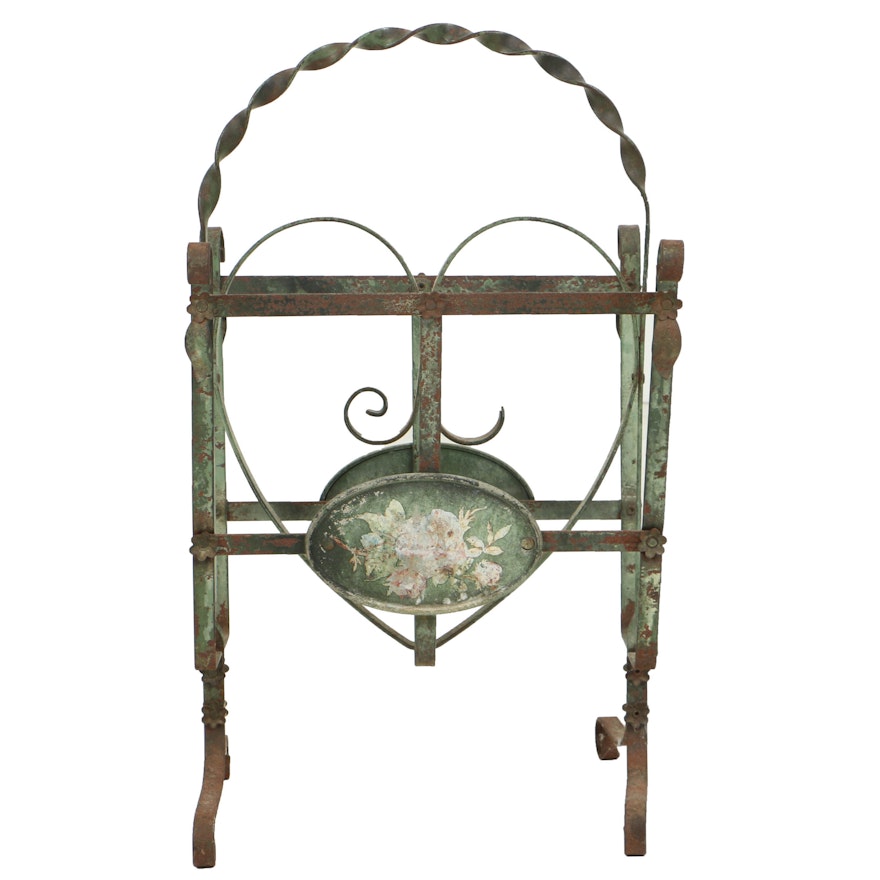 Vintage Painted Metal Magazine Rack