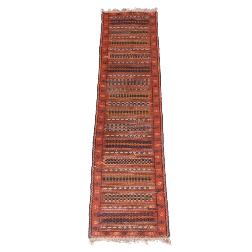 Handwoven and Embroidered North African Carpet Runner