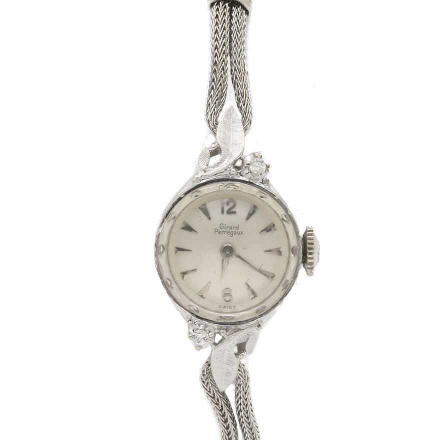 Girard Perregaux 14K White Gold Diamond Analog Wristwatch