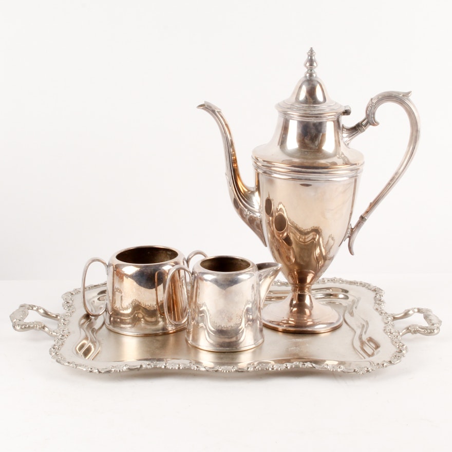 International Silver Co. "Concord" Silver Plate Coffee Pot and Other Serveware