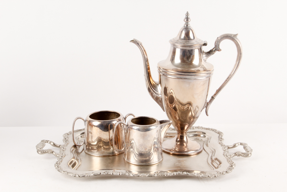 International Silver Co. "Concord" Silver Plate Coffee Pot and Other Serveware