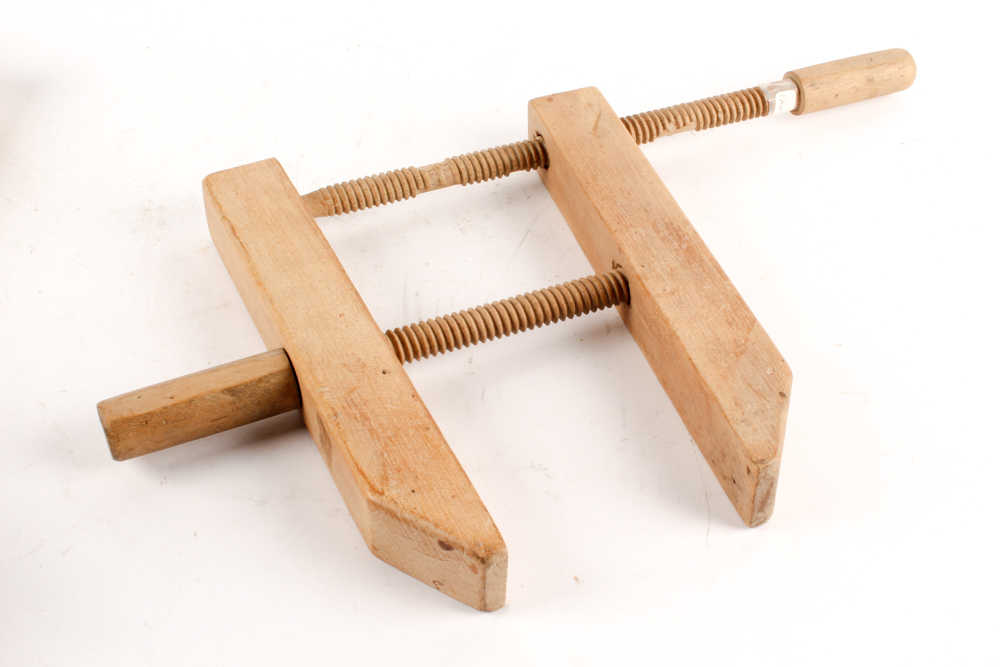 Vintage Wood Clamp, Laundry Mangling Board and Other Wooden Décor