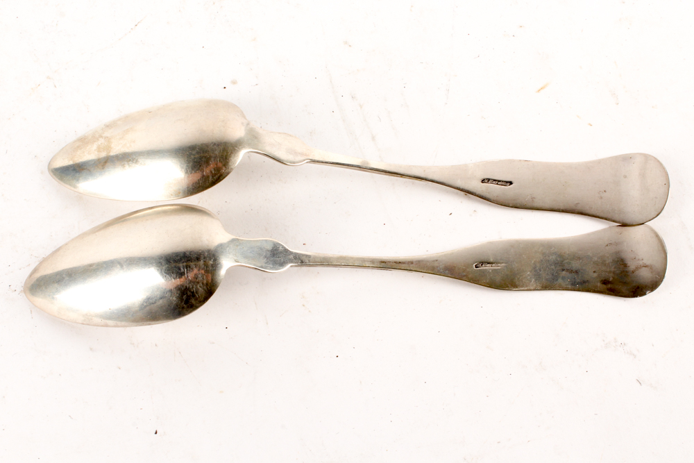 Early American Newell Harding Coin Silver Fiddle Handle Spoons