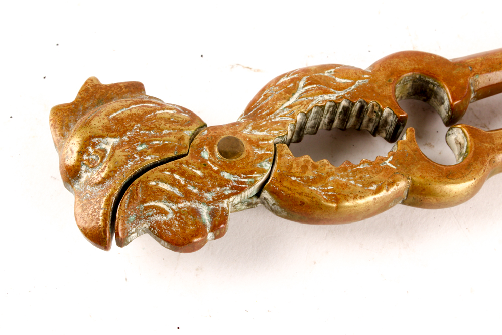 Brass Rooster Head Nutcracker