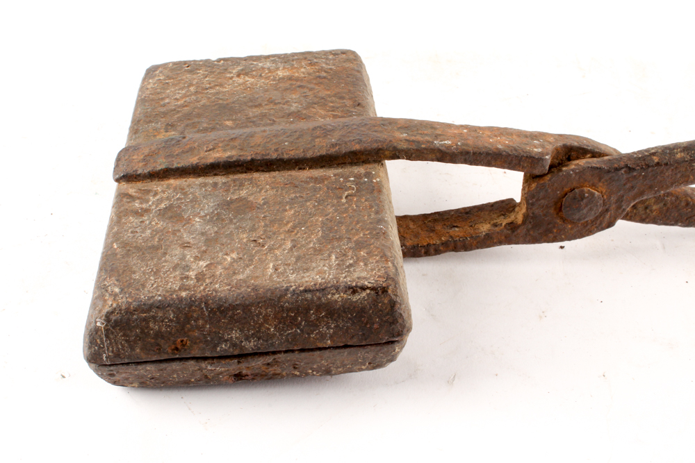 Antique Baker's Peel and Cast Iron Hearth Waffle Iron