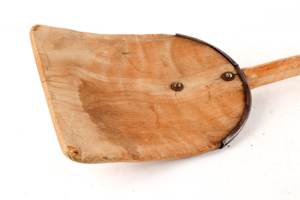 Antique Baker's Peel and Cast Iron Hearth Waffle Iron