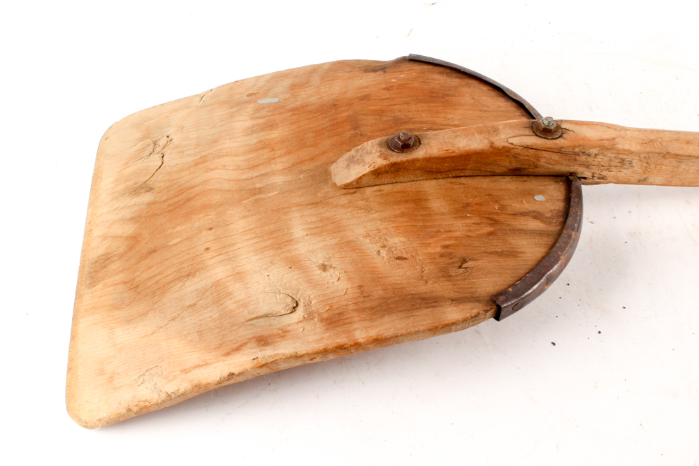 Antique Baker's Peel and Cast Iron Hearth Waffle Iron