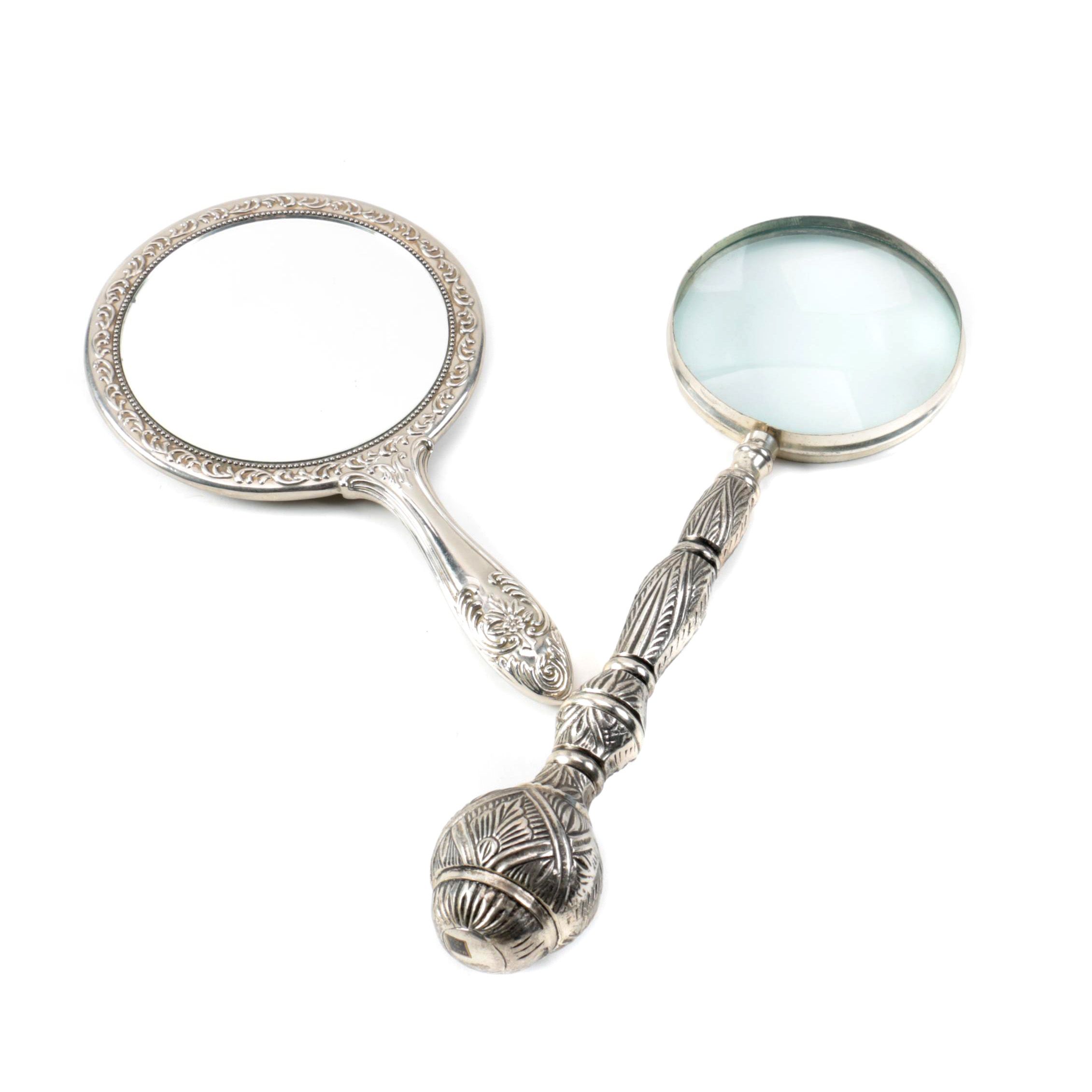 Vintage Hand Mirror and Magnifying Glass