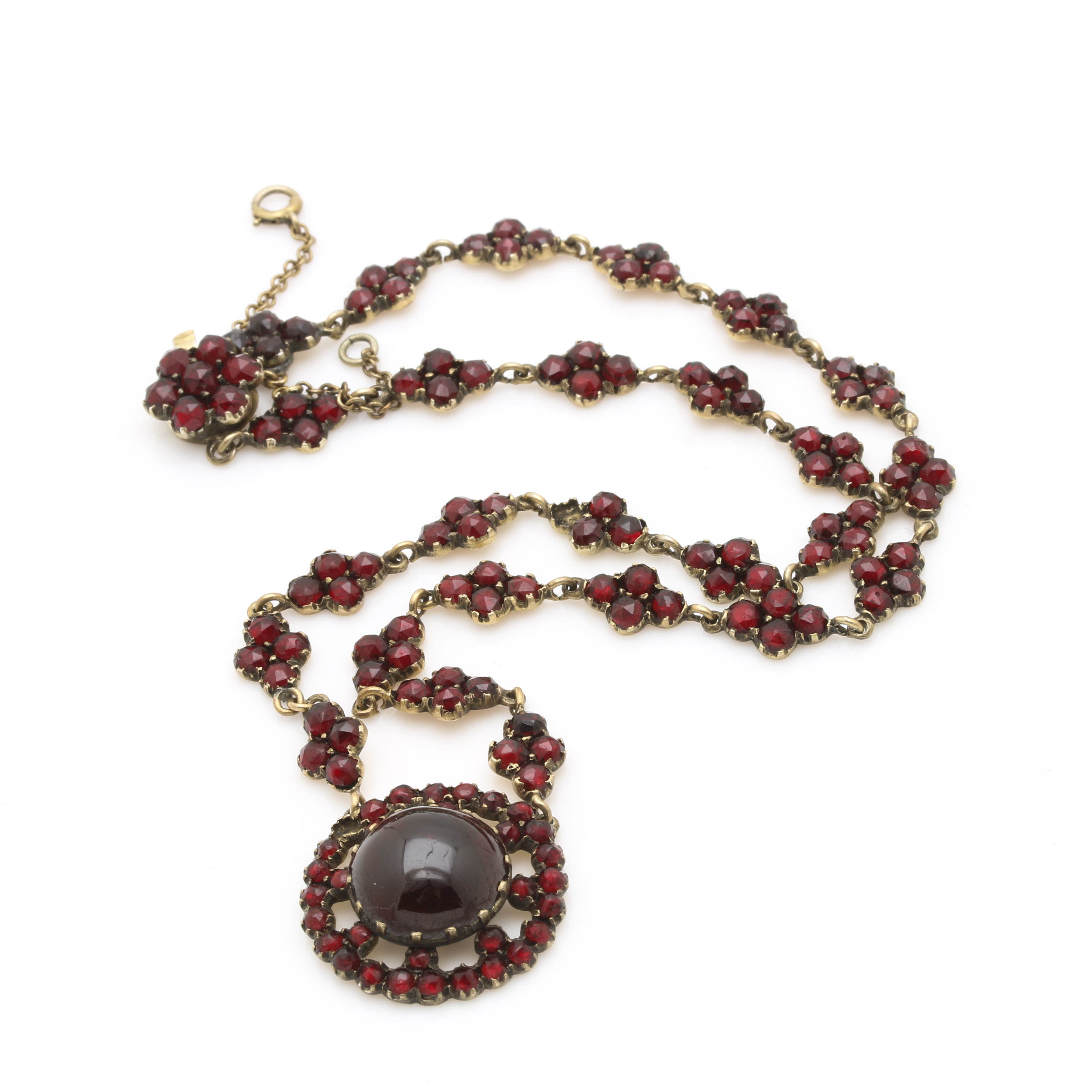 Gold Tone Garnet Pendant Necklace