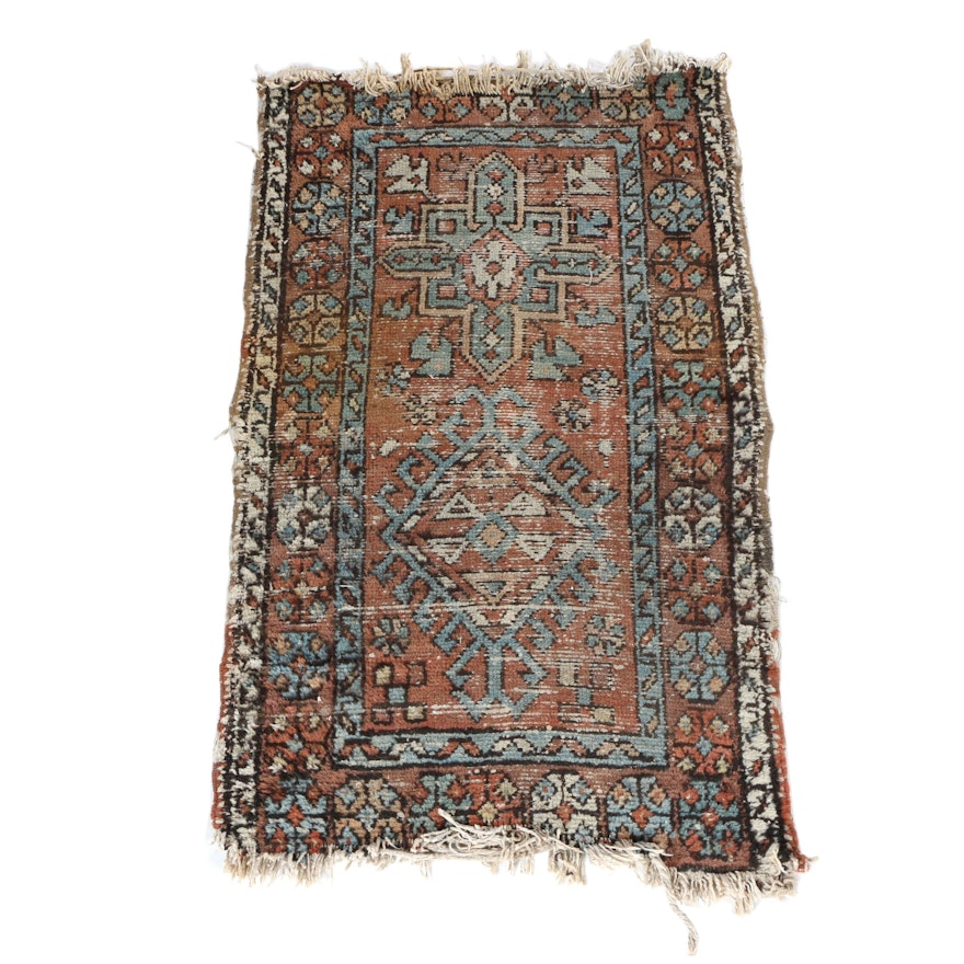 Semi-Antique Hand-Knotted Persian Karaja Wool Accent Rug