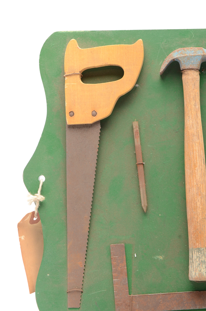 Collection of Vintage Wooden Rulers and Tool Chest Display