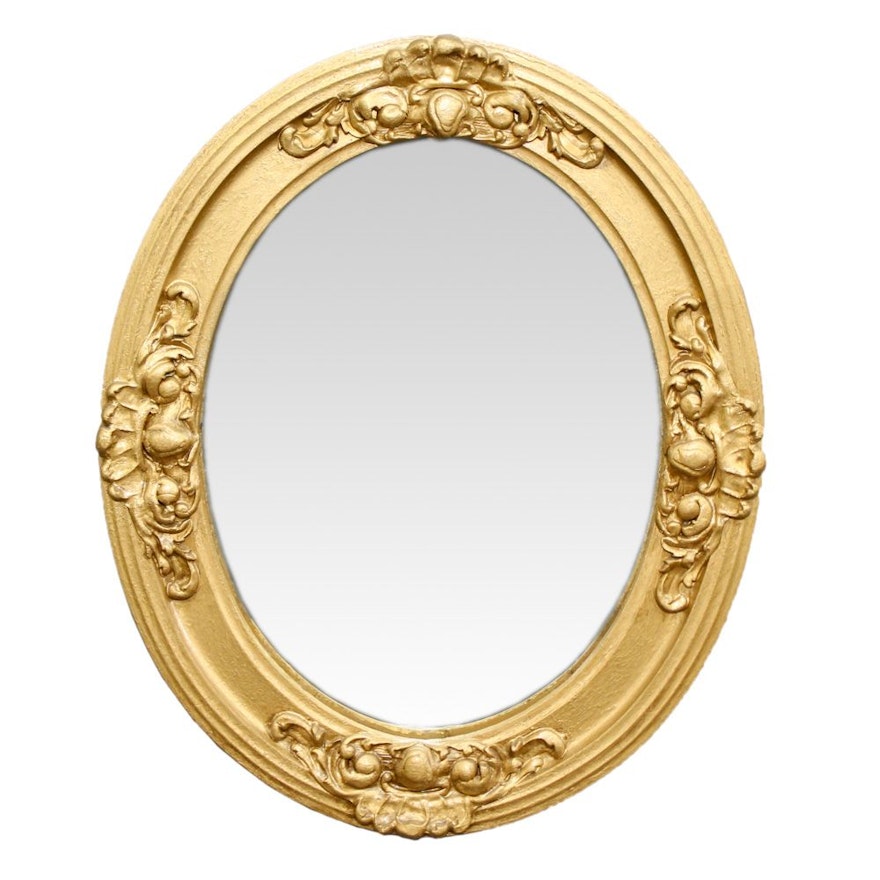 Wood and Gesso Oval Mirror