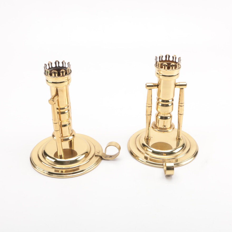 Weighted Brass Gimbal Ship Hurricane Candle Holders