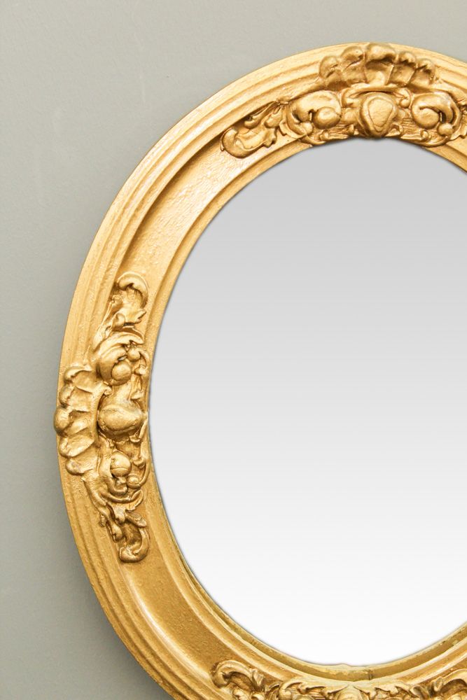 Wood and Gesso Oval Mirror