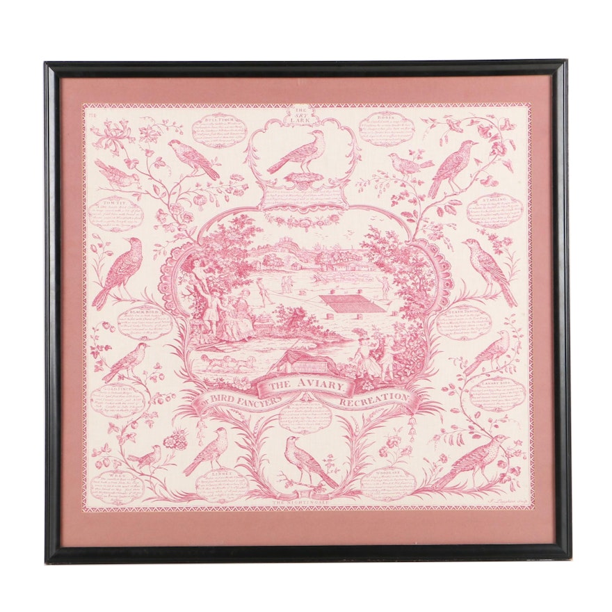 Reproduction Print on Fabric After J. Laughton's "The Aviary"