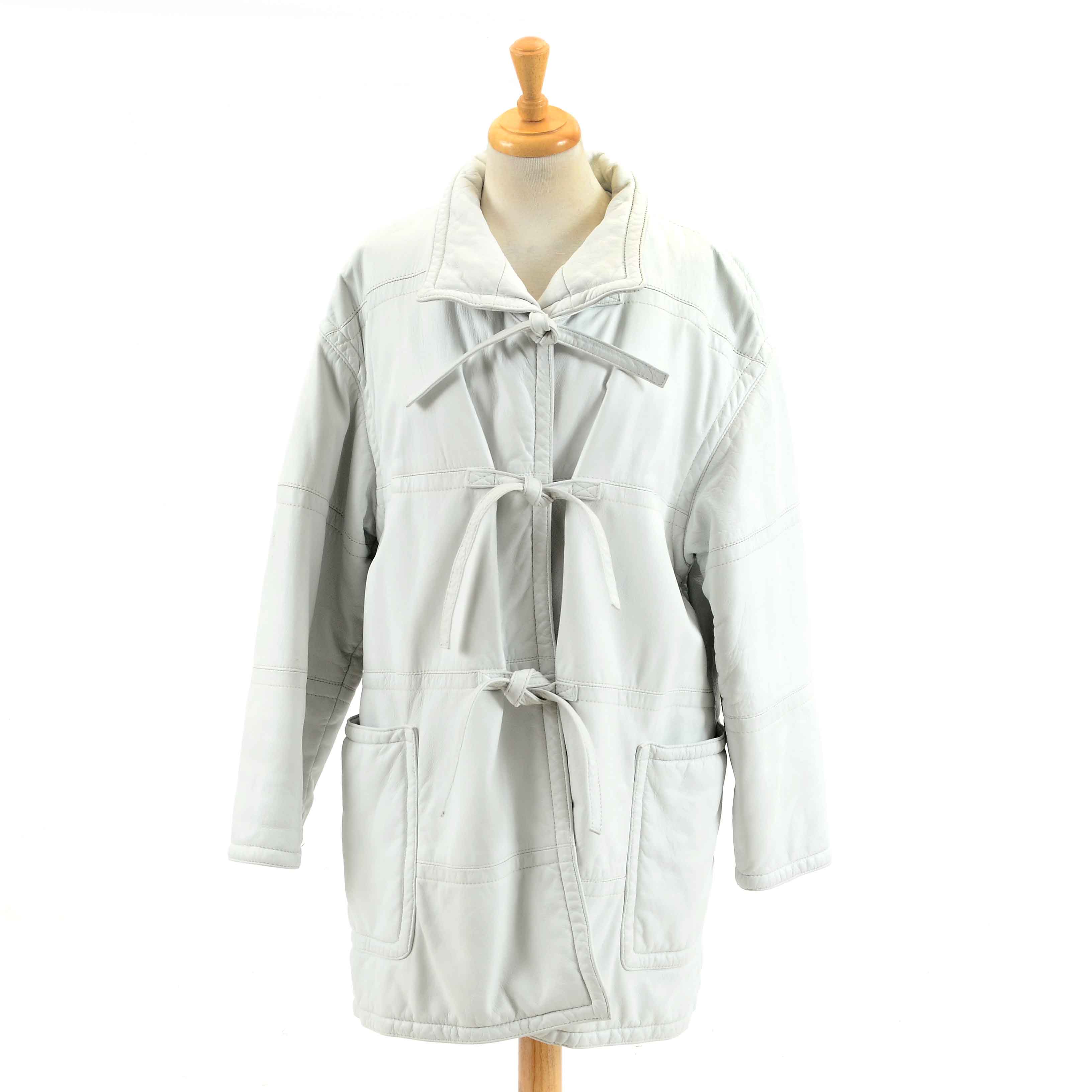 Vintage White Leather Jacket by Bisang Alpine