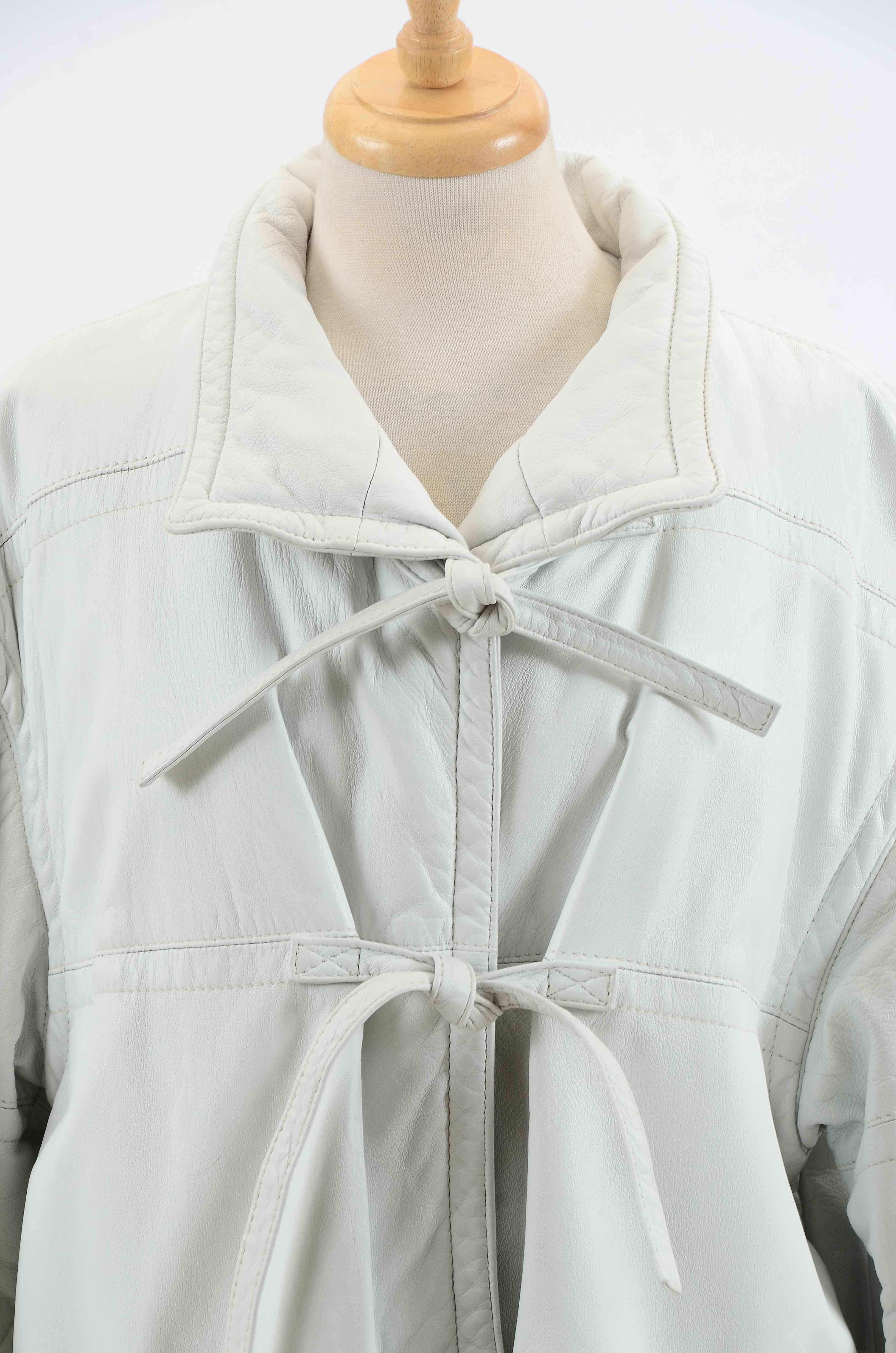 Vintage White Leather Jacket by Bisang Alpine