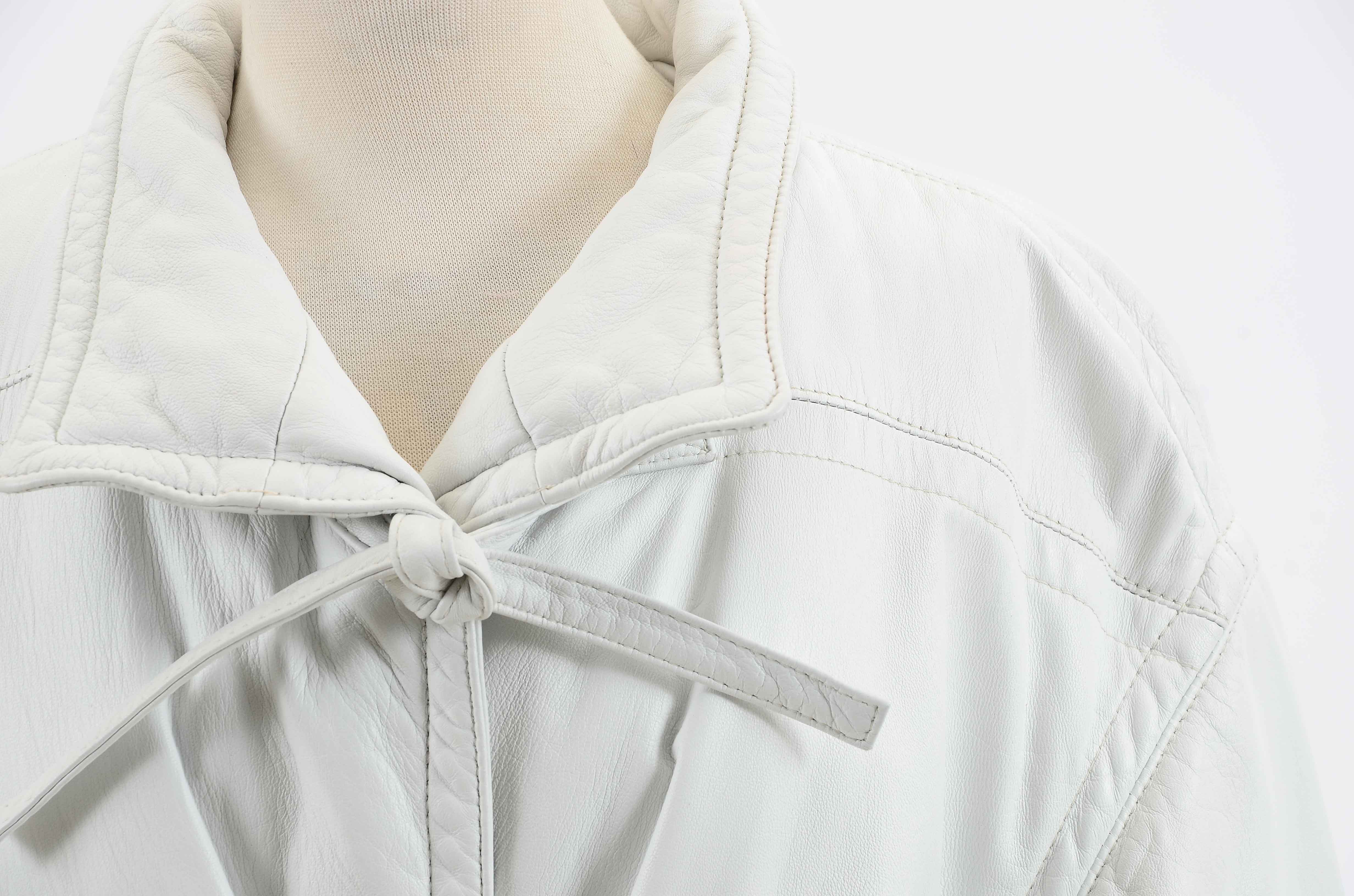 Vintage White Leather Jacket by Bisang Alpine