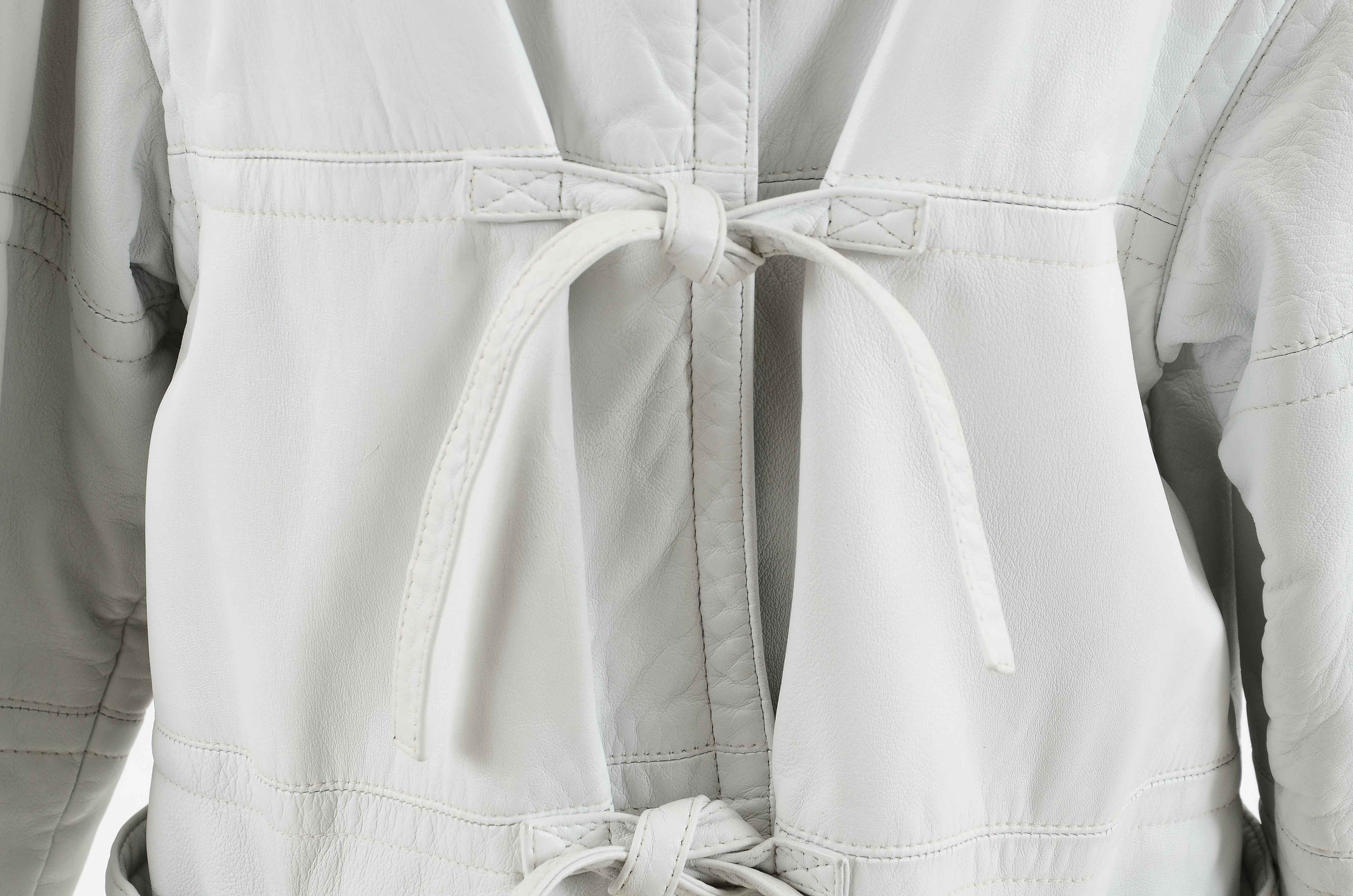 Vintage White Leather Jacket by Bisang Alpine