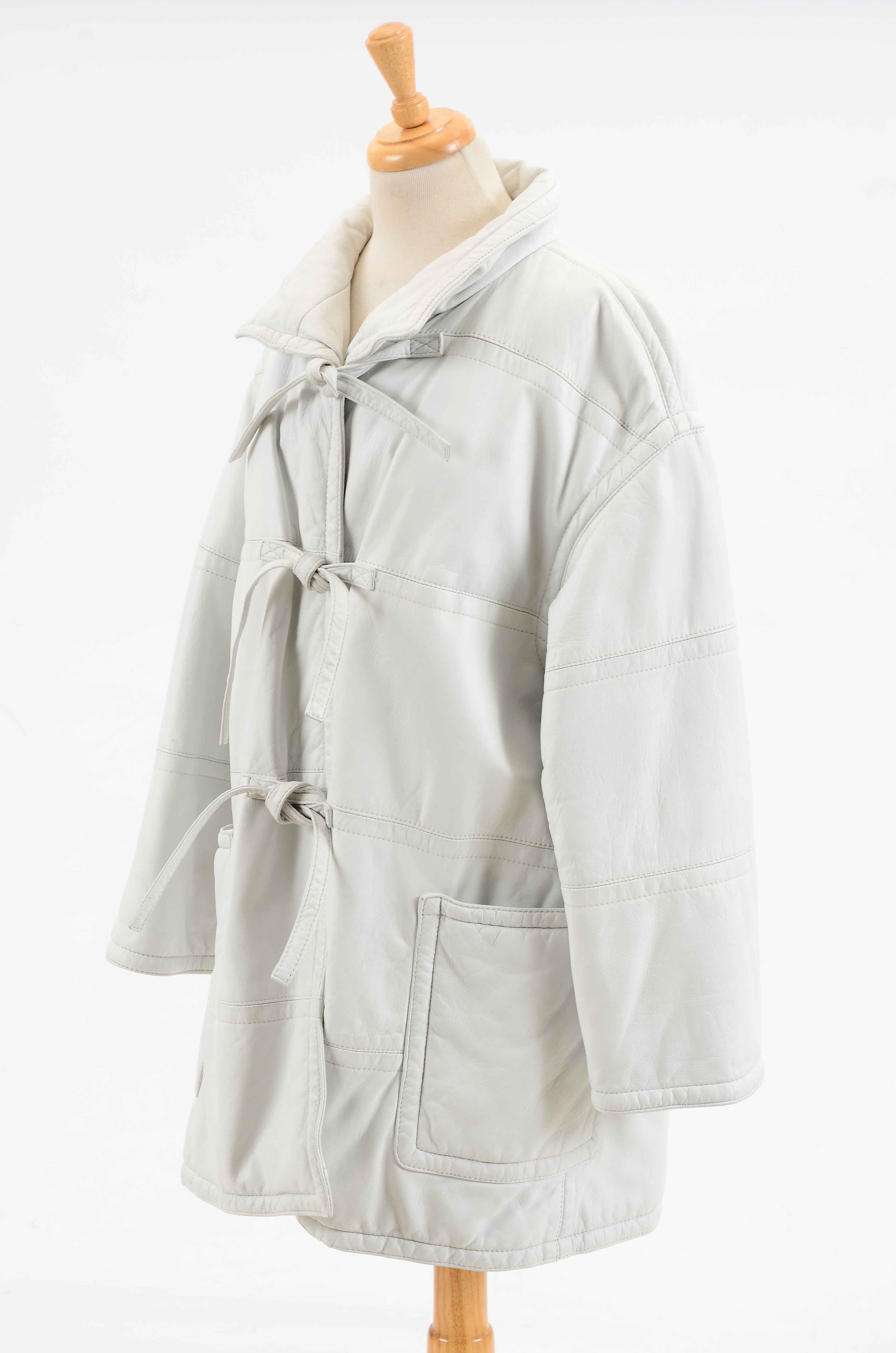 Vintage White Leather Jacket by Bisang Alpine