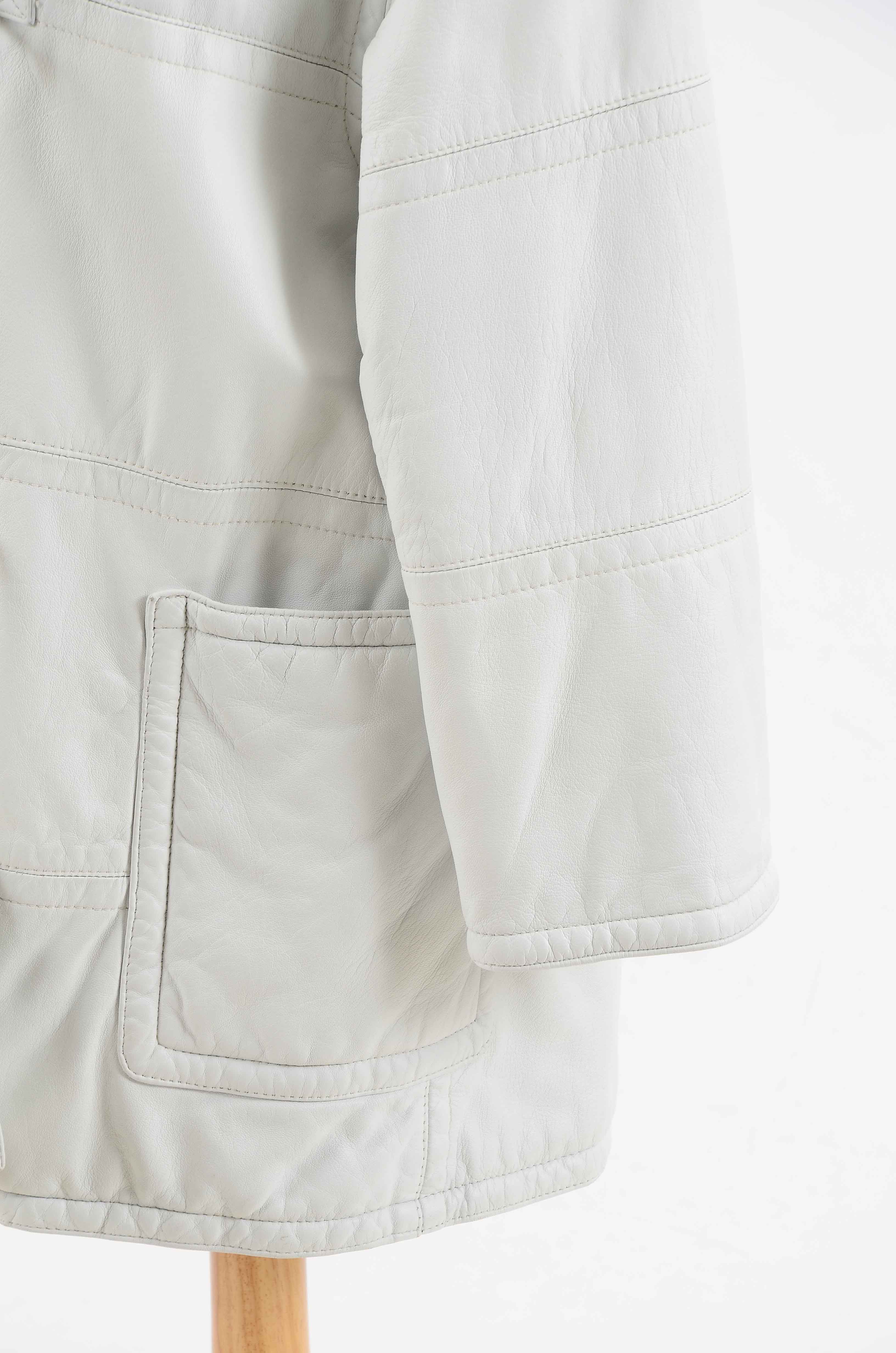 Vintage White Leather Jacket by Bisang Alpine