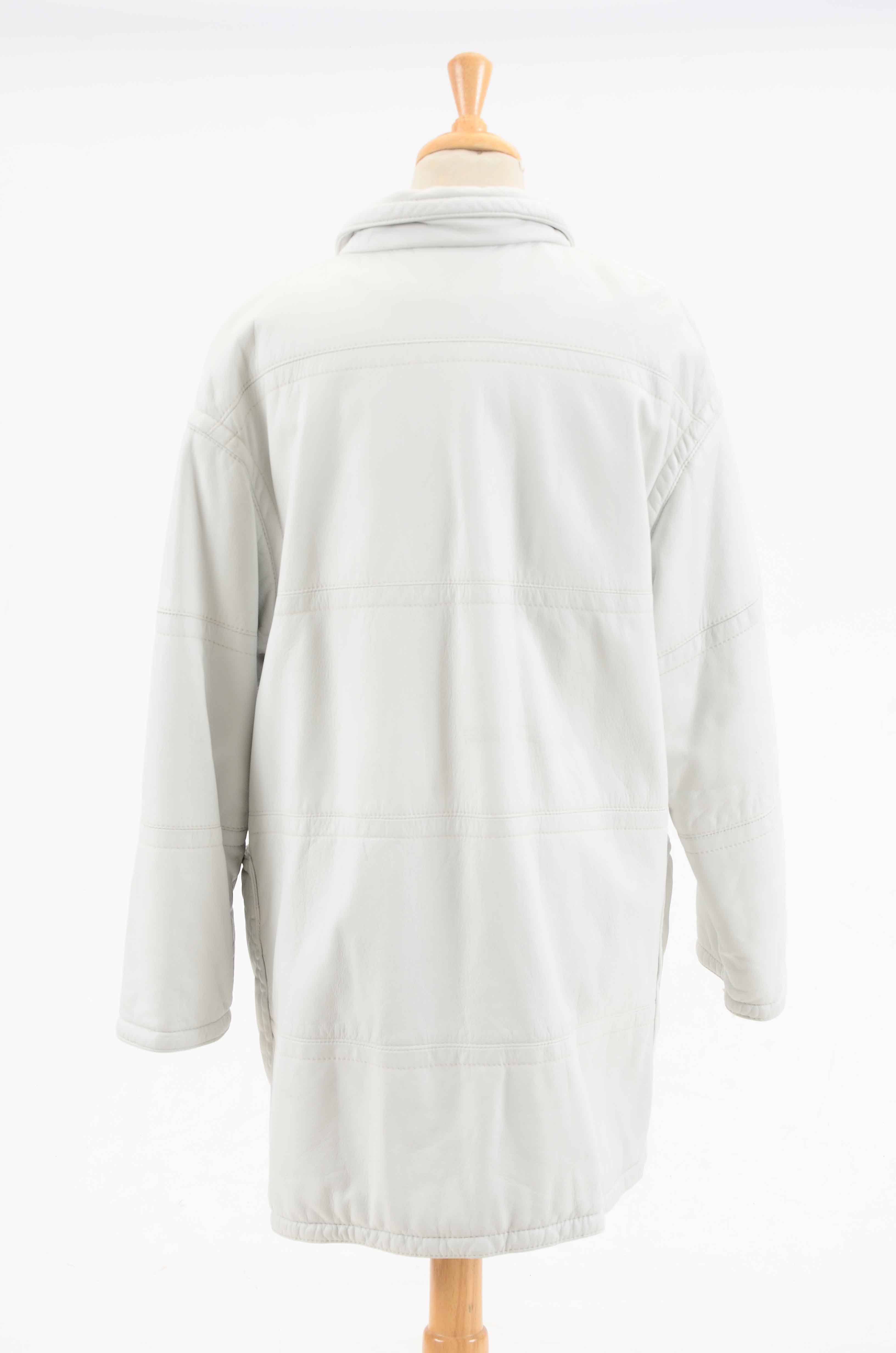 Vintage White Leather Jacket by Bisang Alpine